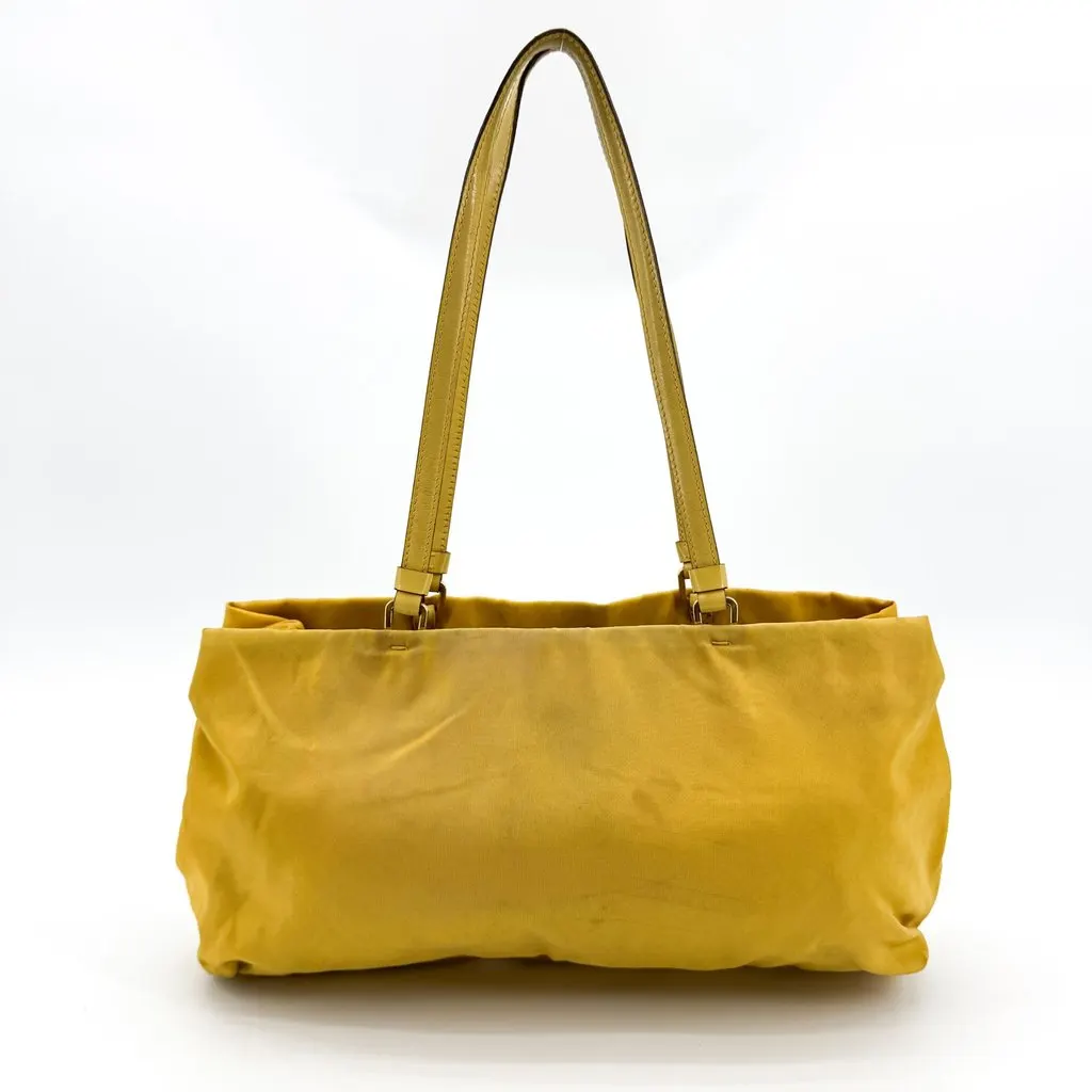 Prada Tessuto Nylon Shoulder Bag Yellow Yellow Polyamide Fair - Back View