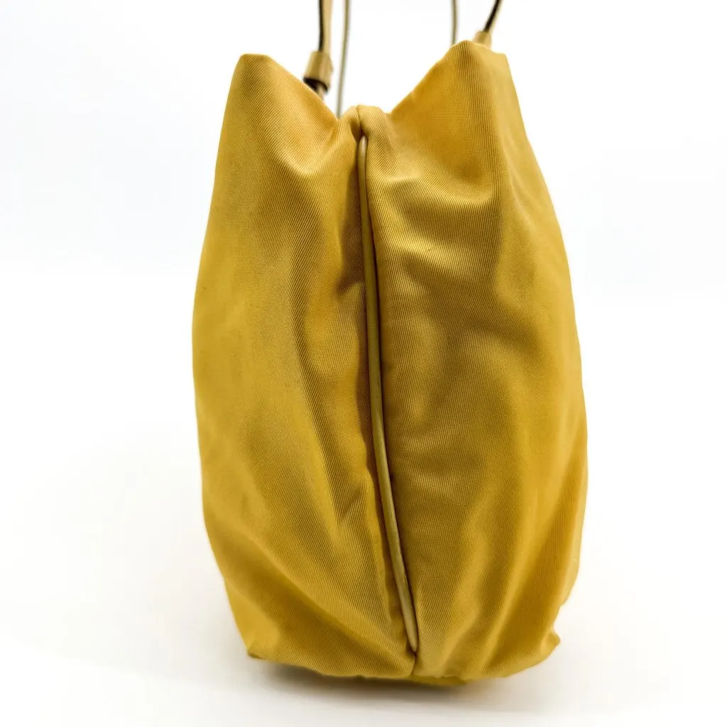 Prada Tessuto Nylon Shoulder Bag Yellow Yellow Polyamide Fair - Model View