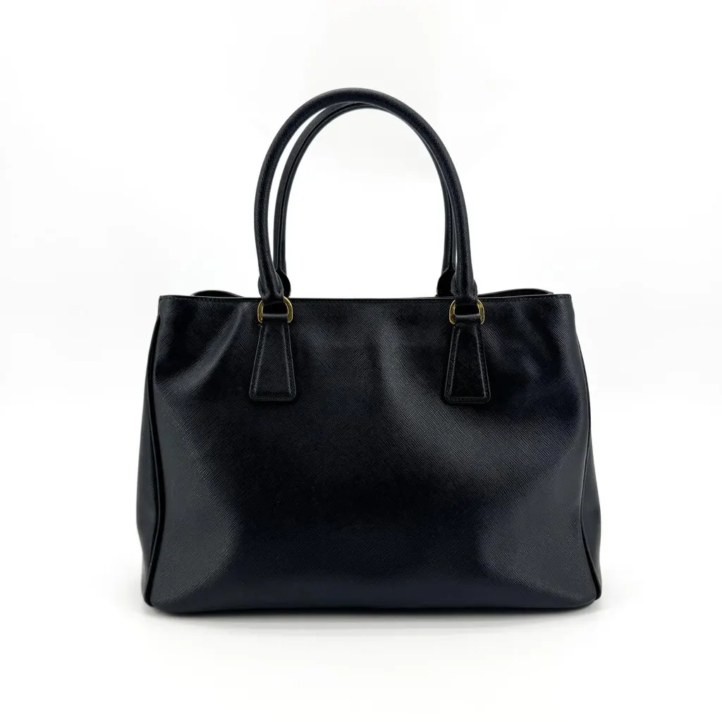 Prada Saffiano Galleria Medium Tote Bag Black Gold Black Leather Good - Inside View