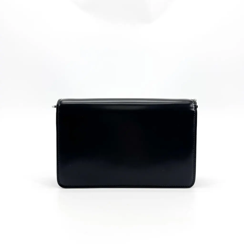 Prada Brushed Leather Mini Shoulder Bag Black Black Leather Good - Inside View