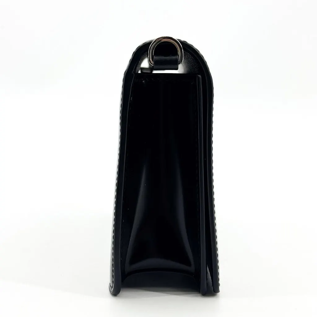Prada Brushed Leather Mini Shoulder Bag Black Black Leather Good - Box View