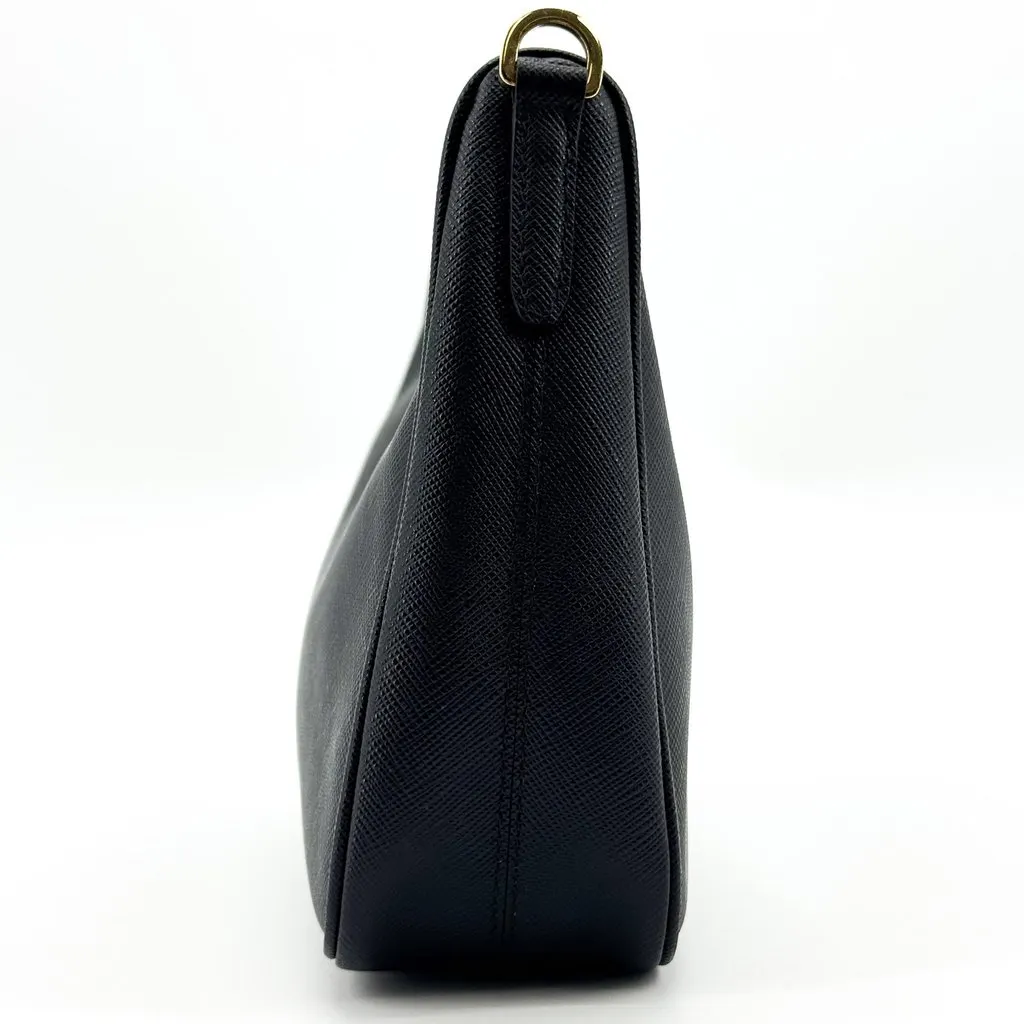 Prada Saffiano Leather Re-Edition 2005 Shoulder Bag Black Gold Hardware Black Leather Good - Box View