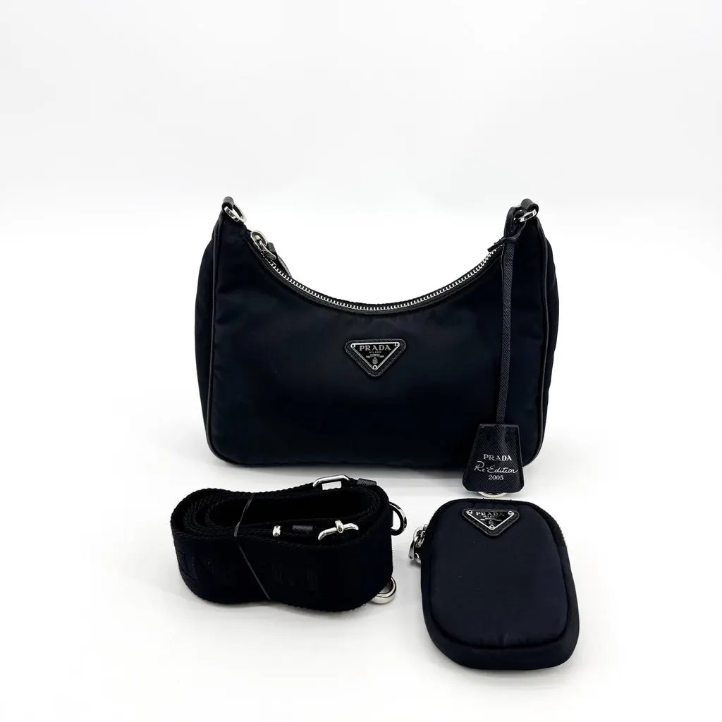 Prada Re-Nylon Re-Edition 2005 Mini Shoulder Bag Black Black Polyamide Good - Back View