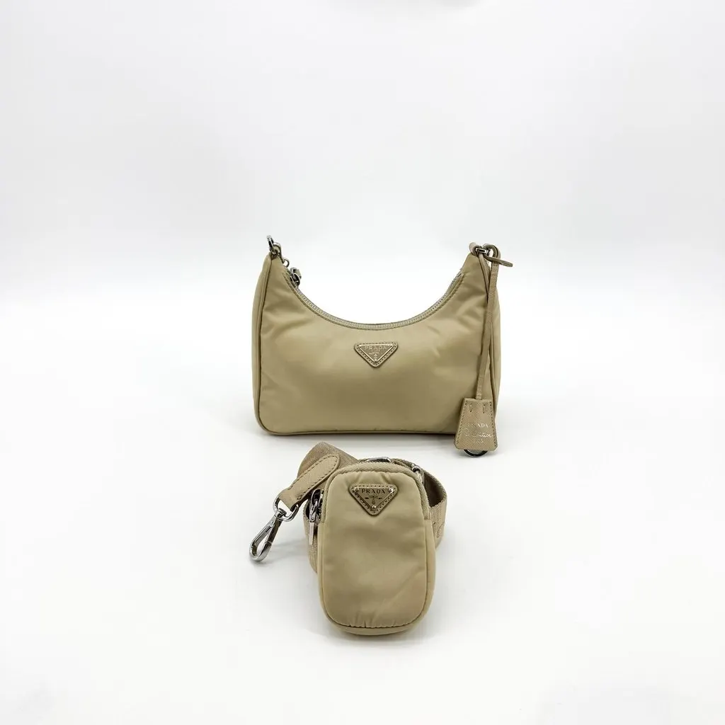 Prada Re-Nylon Re-Edition 2005 Mini Bag Beige Beige Polyamide Good - Back View