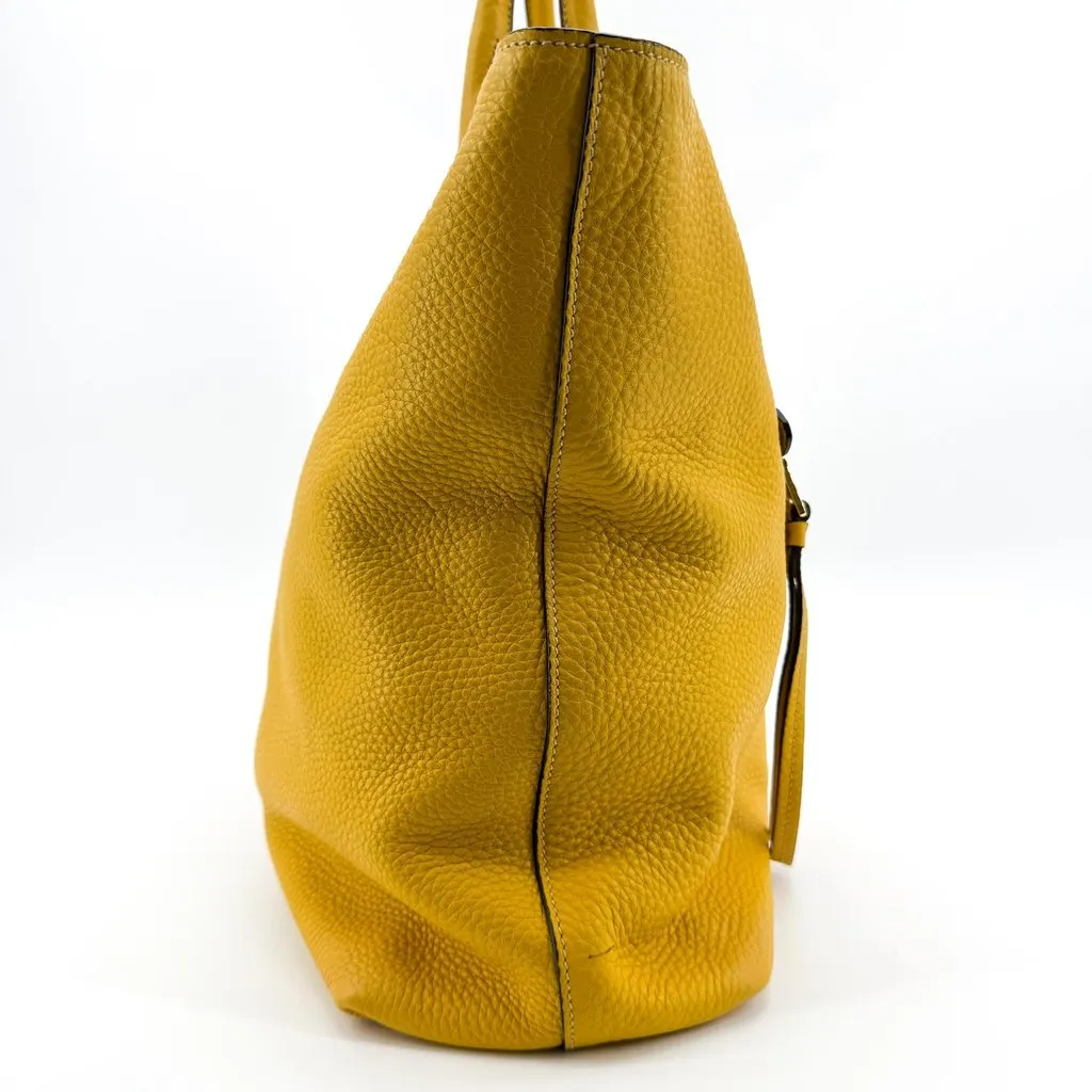 Prada Vitello Daino Front Zip Tote Bag Yellow Yellow Leather Good - Box View