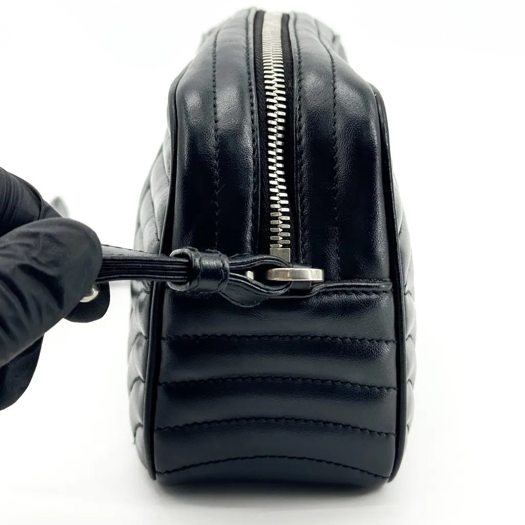 Prada Diagramme Soft Calf Camera Bag Black Black Leather Fair - Inside View