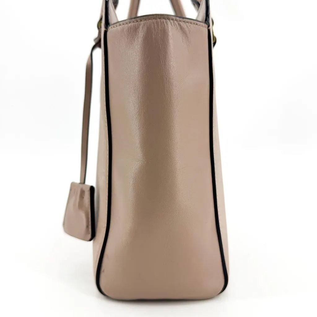 Prada Saffiano Lux Tote Bag Beige Beige Leather Fair - Inside View