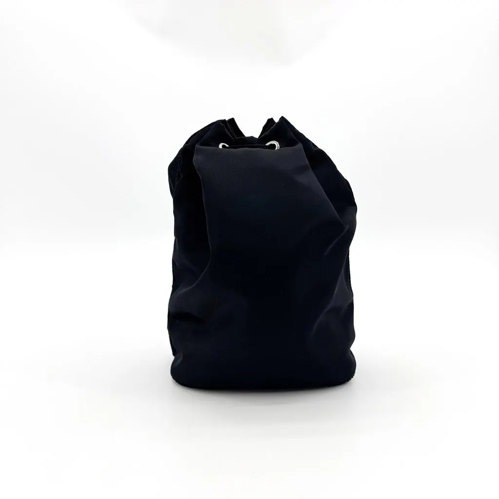 Prada Re-Nylon Drawstring Pouch Black Black Polyamide Good - Back View