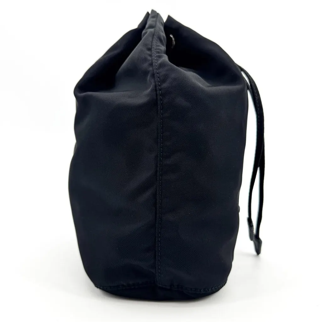 Prada Re-Nylon Drawstring Pouch Black Black Polyamide Good - Model View
