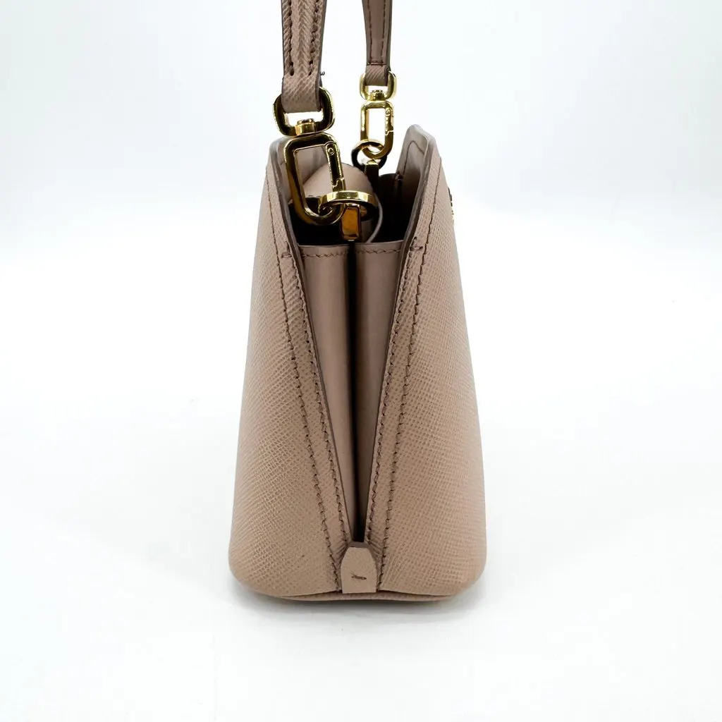 Prada Saffiano Leather Mini Top Handle Bag Beige Beige Leather Good - Box View