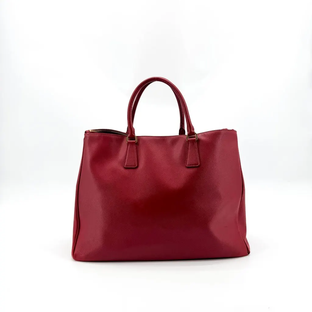 Prada Saffiano Galleria Lux Tote Bag Red Red Leather Good - Back View