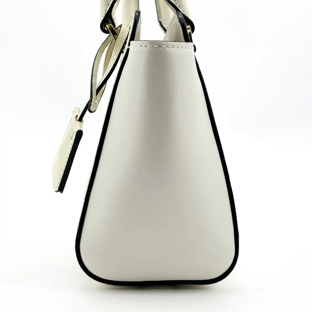 Prada Saffiano Lux Mini Tote Bag White White Leather Good - Model View