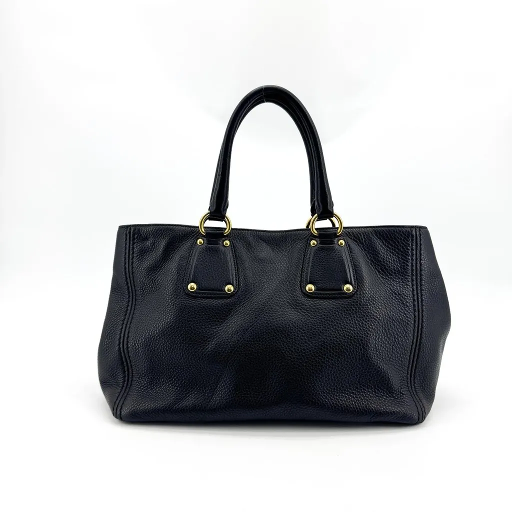 Prada Vitello Daino Leather Tote Bag Black Gold Black Leather Very good - Inside View