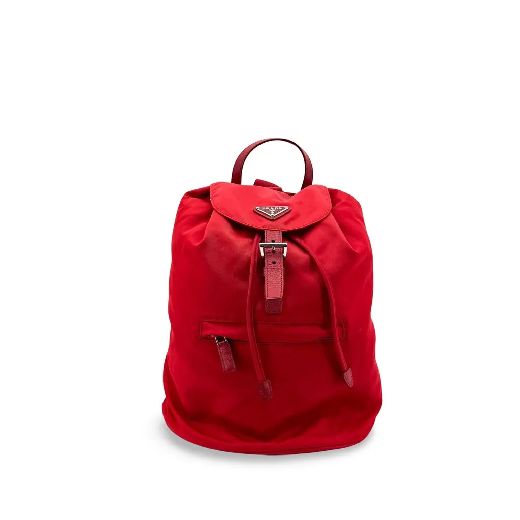 Prada Re-Nylon Small Backpack Red Red Polyamide Good - Front View