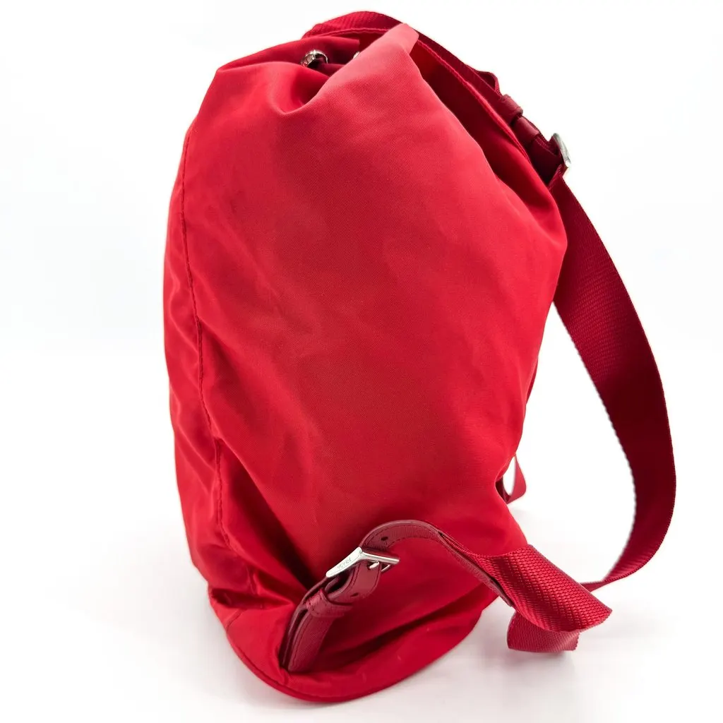 Prada Re-Nylon Small Backpack Red Red Polyamide Good - Model View