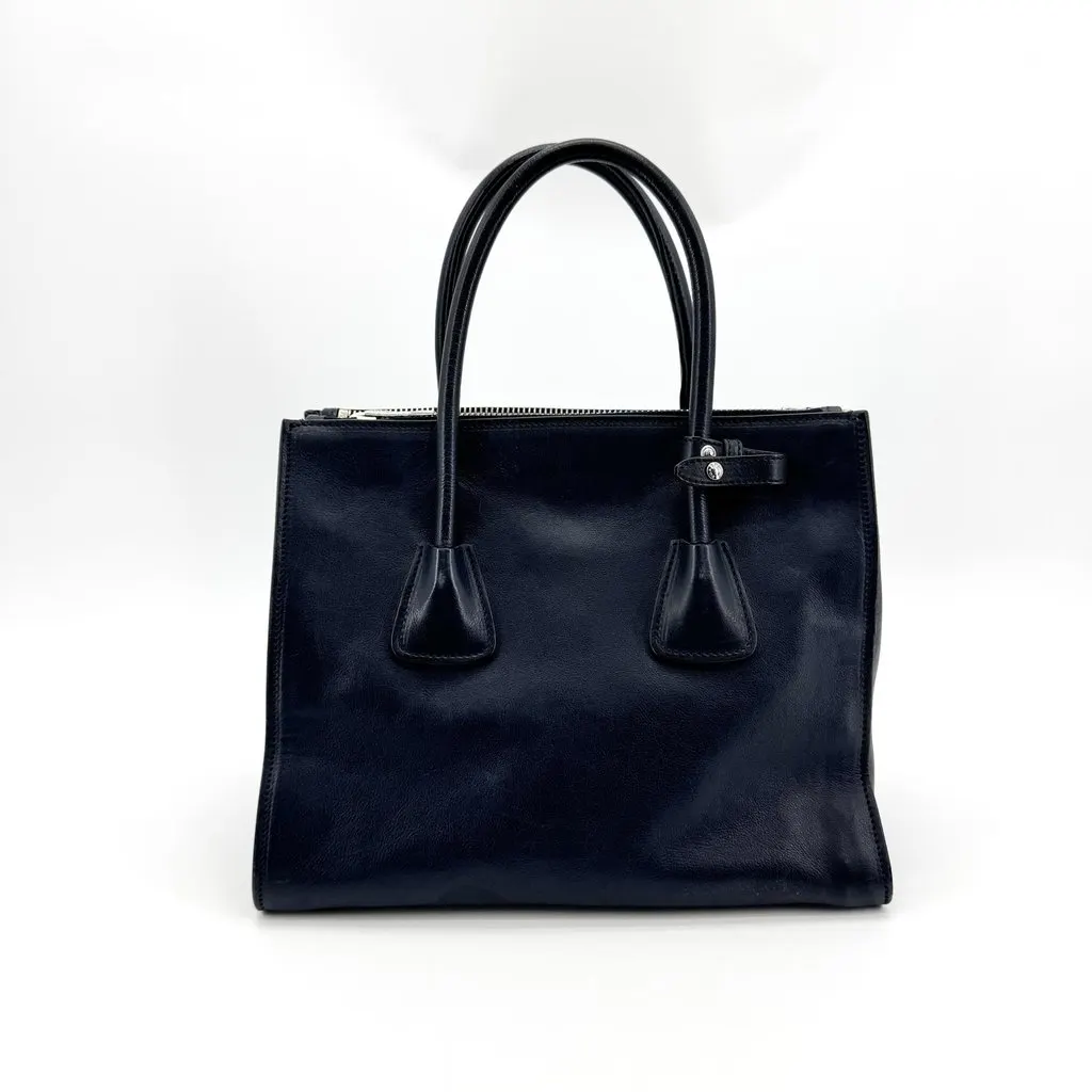 Prada Vitello Soft Leather Tote Bag Black Black Leather Good - Inside View