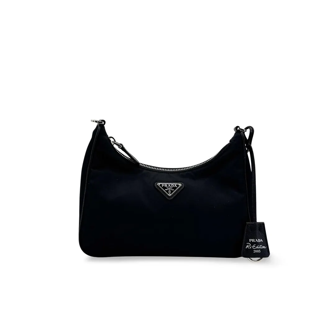 Prada Re-Nylon Re-Edition 2005 Mini Shoulder Bag Black Black Polyamide Very good - Front View