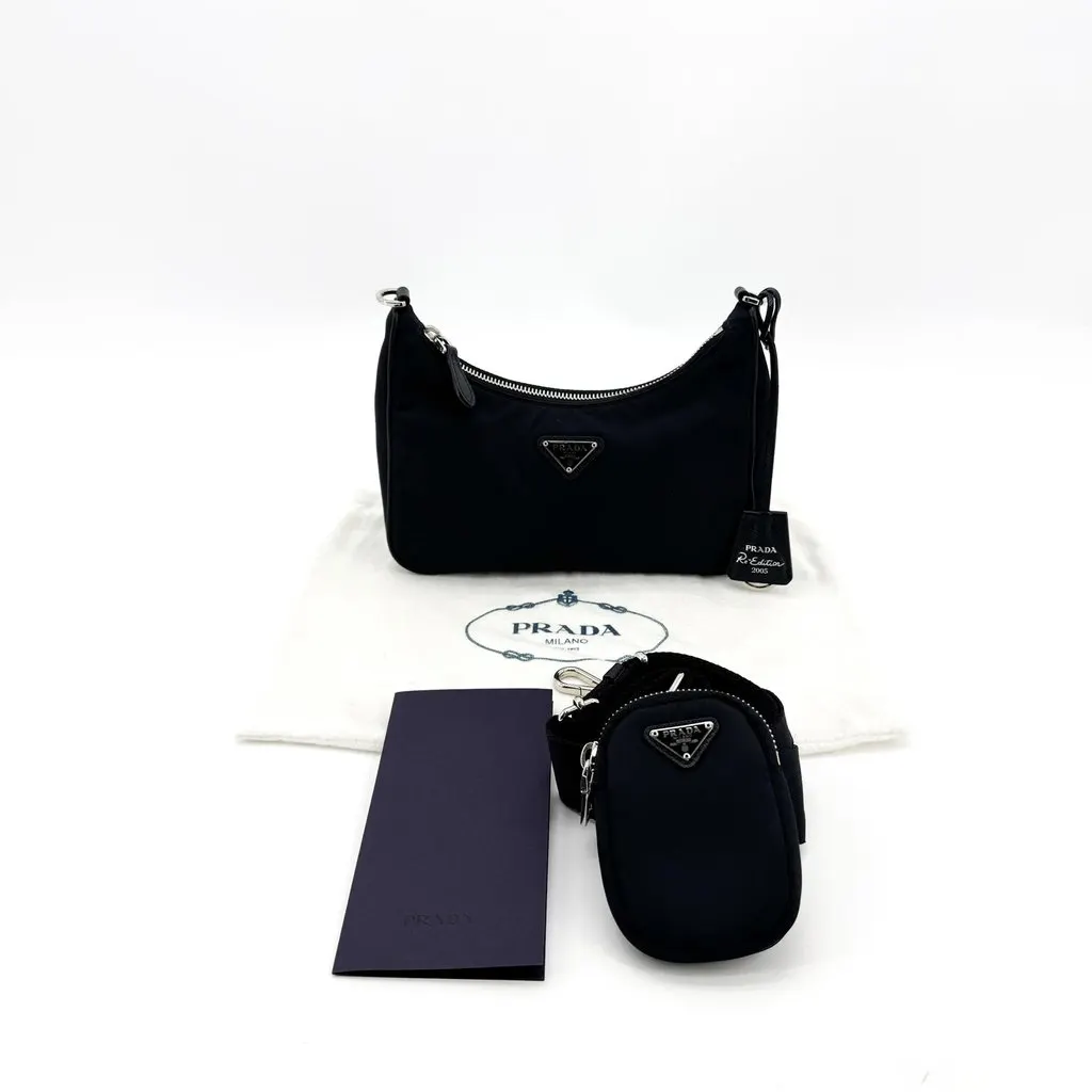 Prada Re-Nylon Re-Edition 2005 Mini Shoulder Bag Black Black Polyamide Very good - Back View