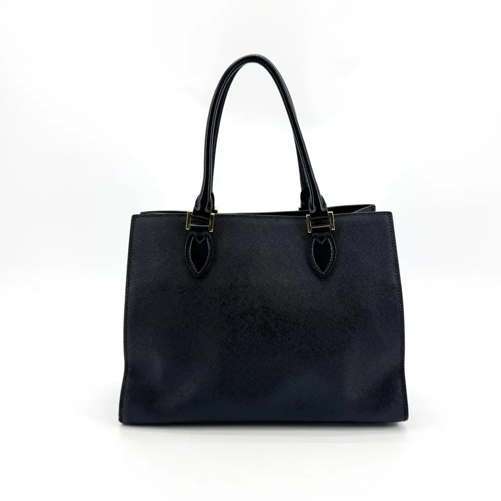 Prada Medium Saffiano Leather Galleria Tote Bag Black Gold Hardware Black Leather Good - Inside View