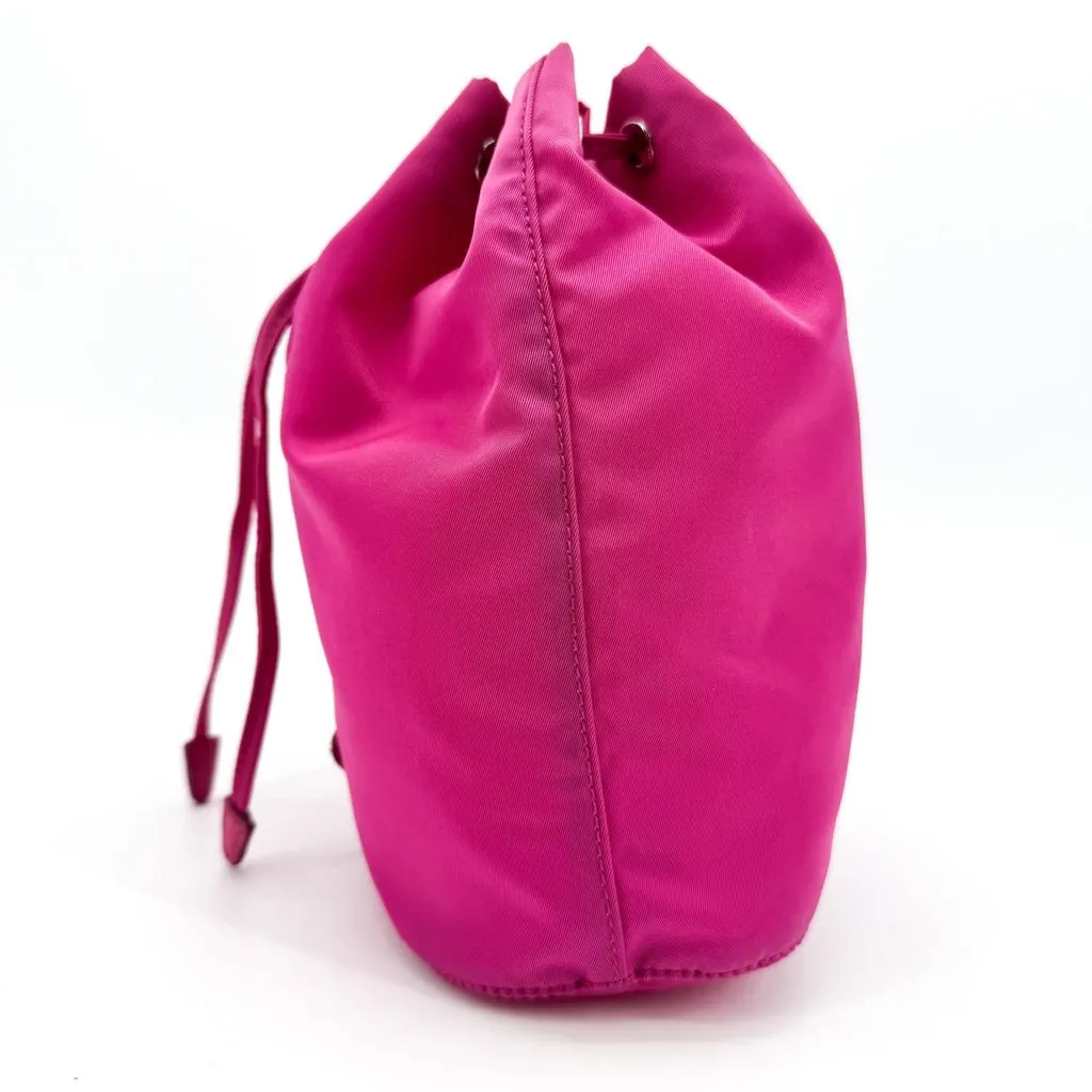 Prada Re-Nylon Drawstring Pouch Pink Pink Polyamide Good - Inside View