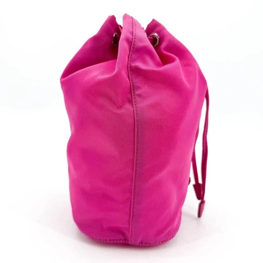 Prada Re-Nylon Drawstring Pouch Pink Pink Polyamide Good - Model View