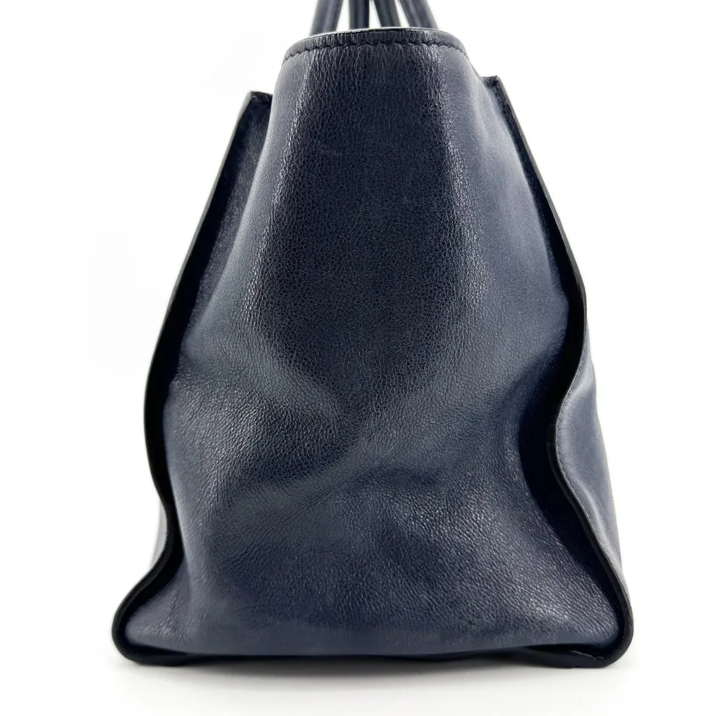 Prada Glace Calf Leather Tote Bag Navy Navy Leather Good - Box View