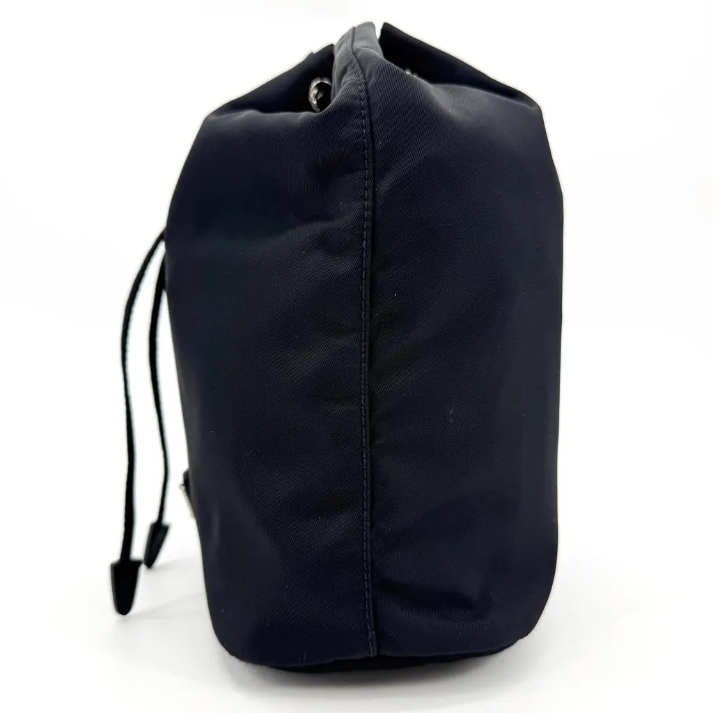 Prada Re-Nylon Bucket Pouch Black Black Polyamide Good - Model View