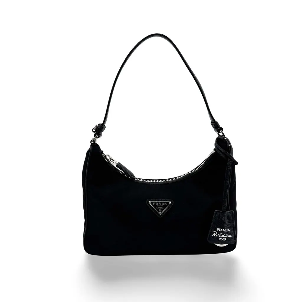 Prada Re-Nylon Re-Edition 2005 Mini Shoulder Bag Black Black Polyamide Good - Front View
