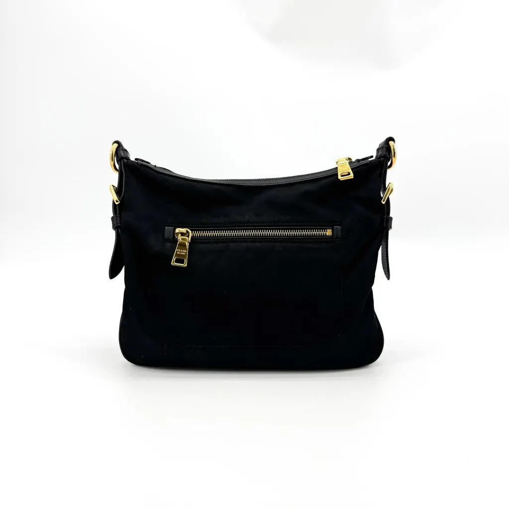 Prada Re-Nylon Tessuto Shoulder Bag Black Gold Black Polyamide Fair - Inside View