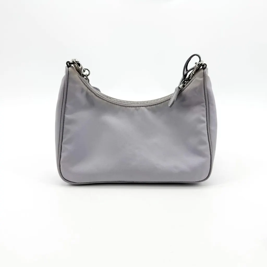 Prada Re-Nylon Re-Edition 2005 Shoulder Bag Gray Purple Purple Polyamide Fair - Back View