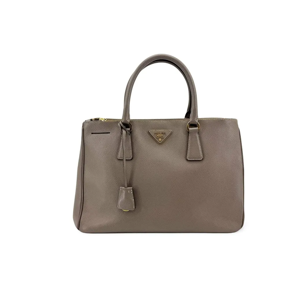 Prada Saffiano Galleria Medium Bag Grey MultiColor Leather Very good - Front View