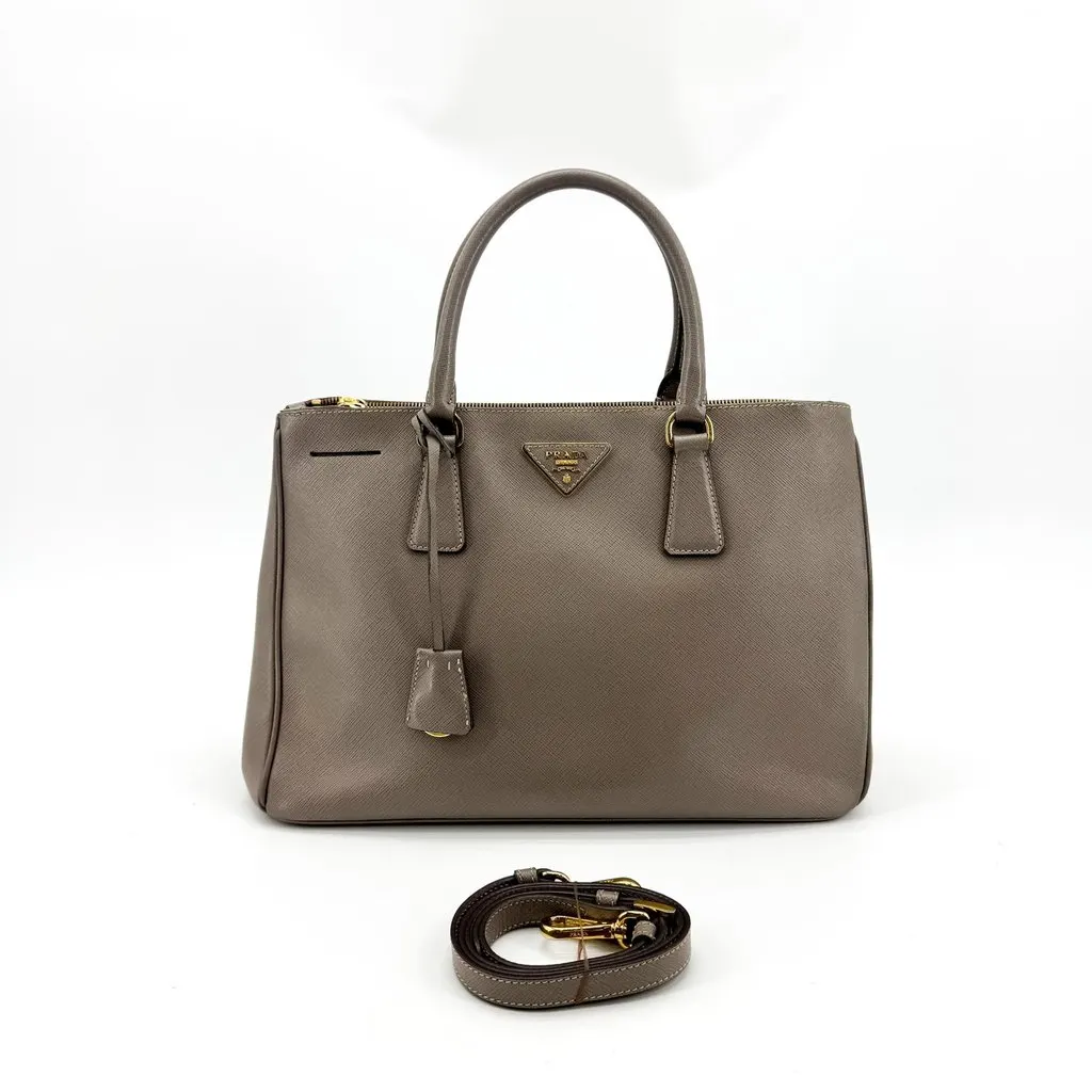 Prada Saffiano Galleria Medium Bag Grey MultiColor Leather Very good - Back View
