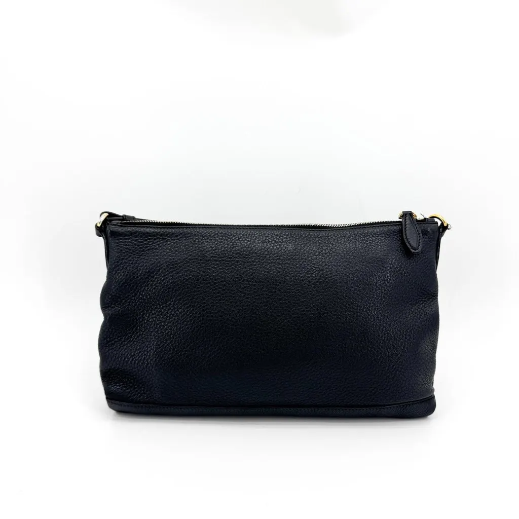 Prada Vitello Phenix Leather Pouch Black Black Leather Good - Inside View