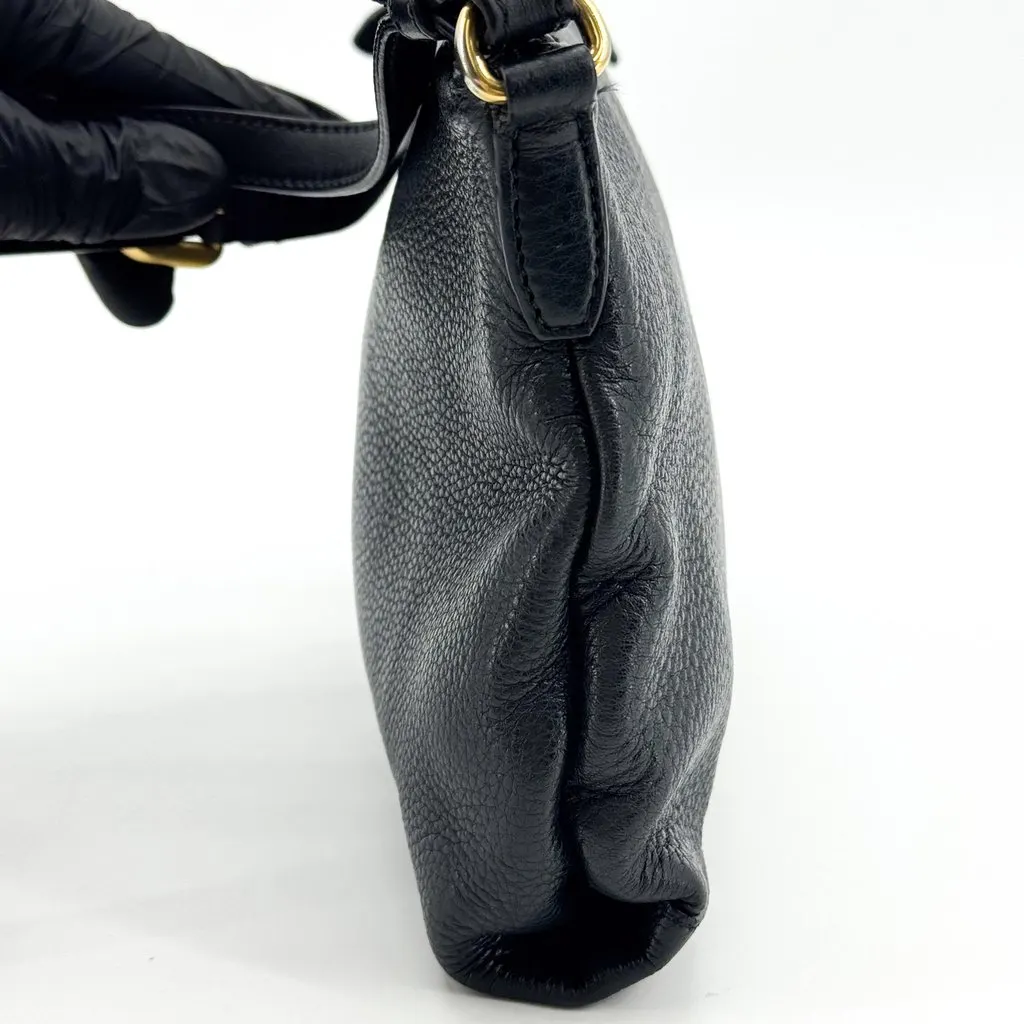 Prada Vitello Phenix Leather Pouch Black Black Leather Good - Model View