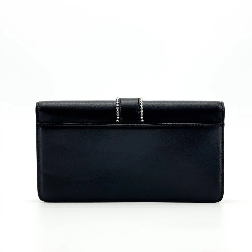 Roger Vivier Broche Vivier Strass Buckle Leather Clutch Bag Black Black Leather Very good - Inside View