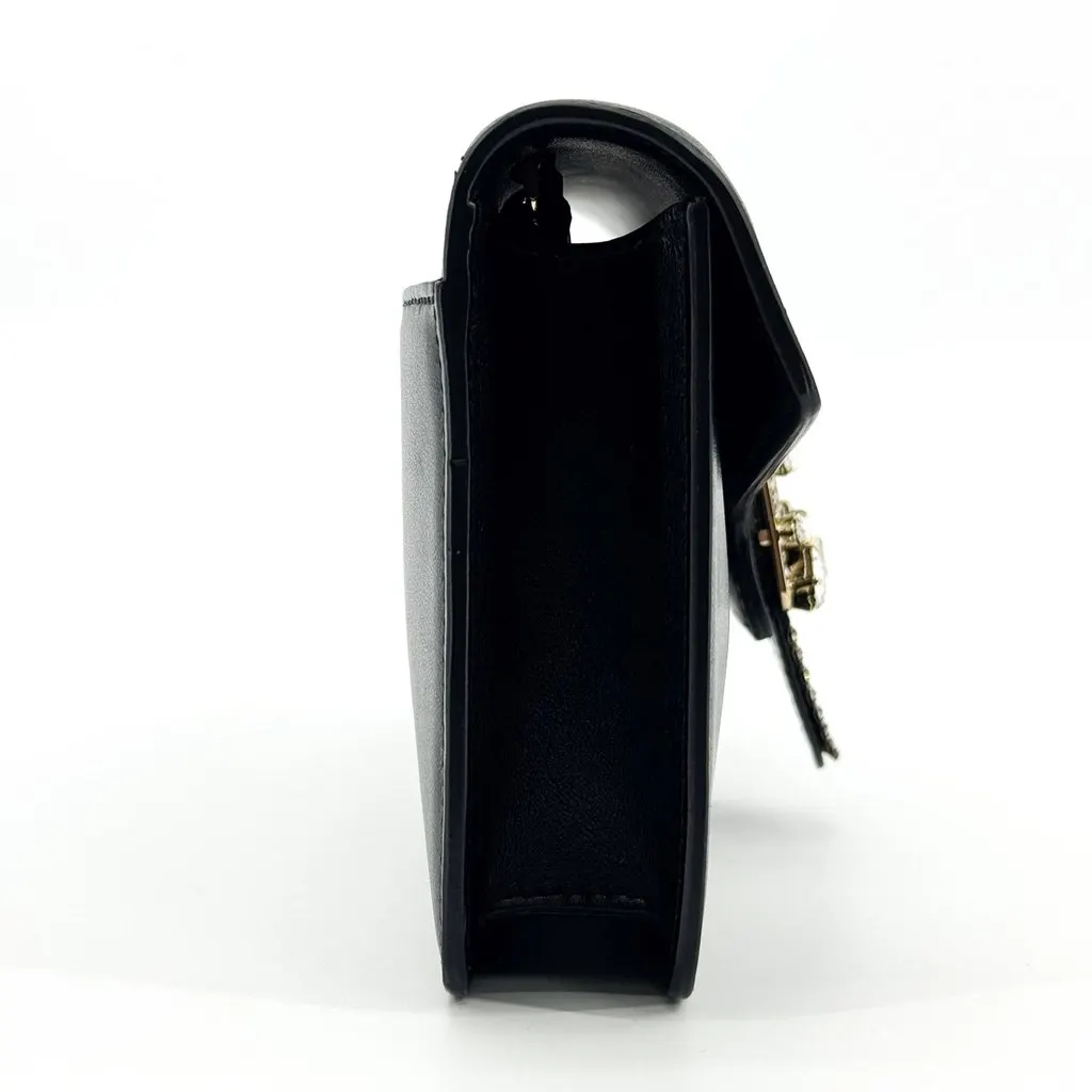 Roger Vivier Broche Vivier Strass Buckle Leather Clutch Bag Black Black Leather Very good - Model View