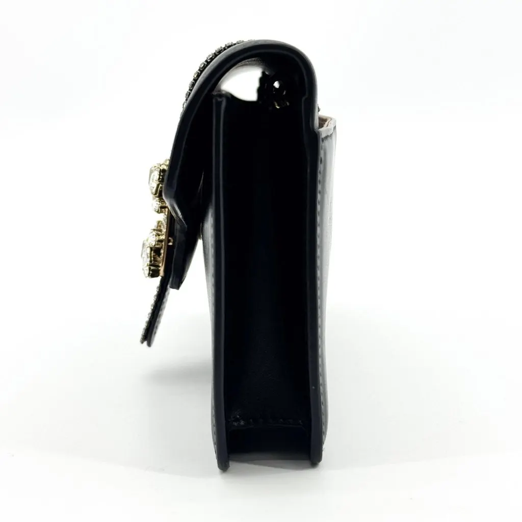 Roger Vivier Broche Vivier Strass Buckle Leather Clutch Bag Black Black Leather Very good - Box View