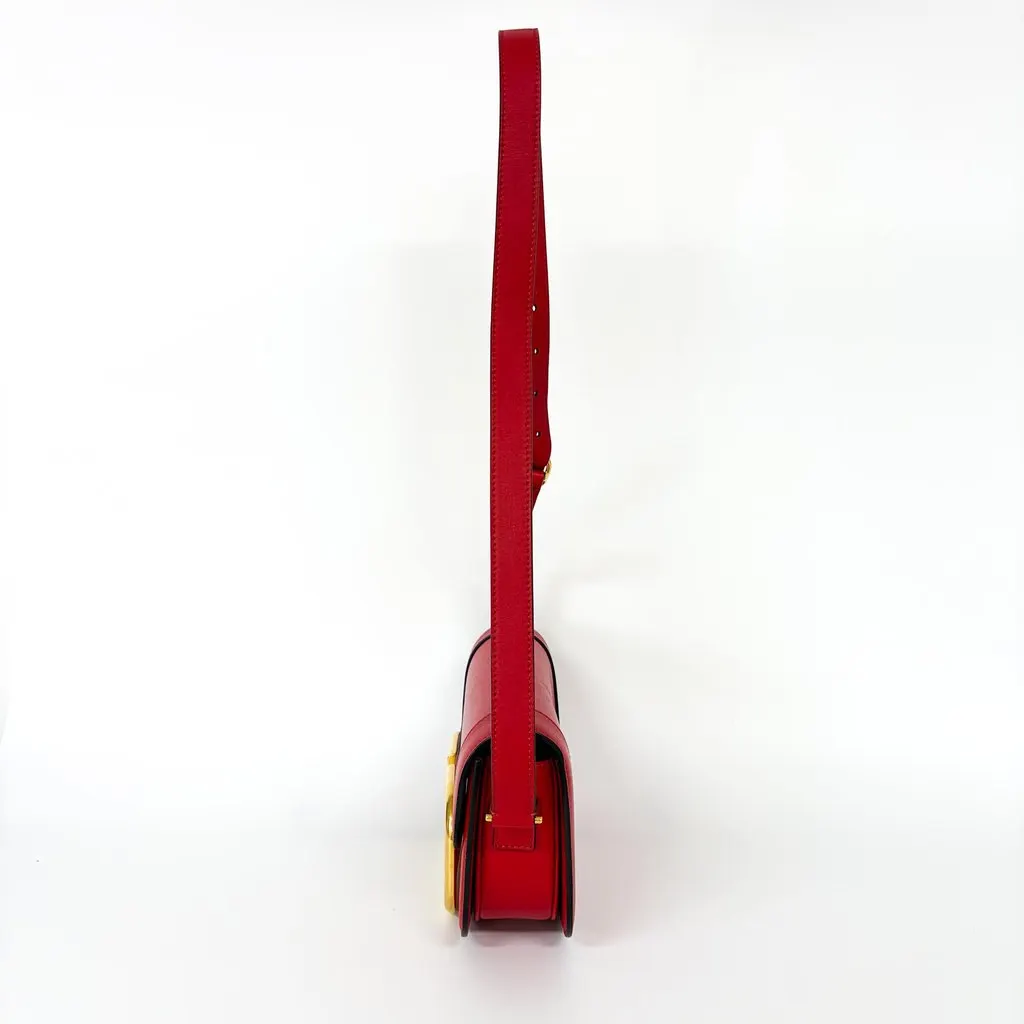 Valentino V-Ring Superbee Crossbody Bag Red Gold Leather Fair - Model View