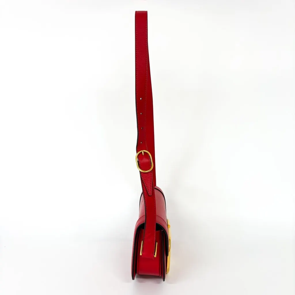 Valentino V-Ring Superbee Crossbody Bag Red Gold Leather Fair - Box View