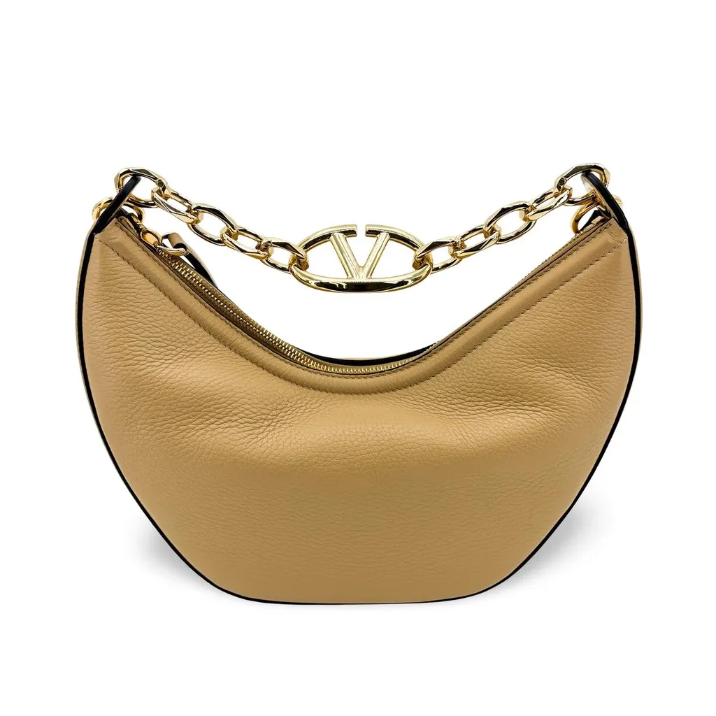 Valentino Garavani Small V-Logo Moon Back Beige Beige Leather Very good - Front View