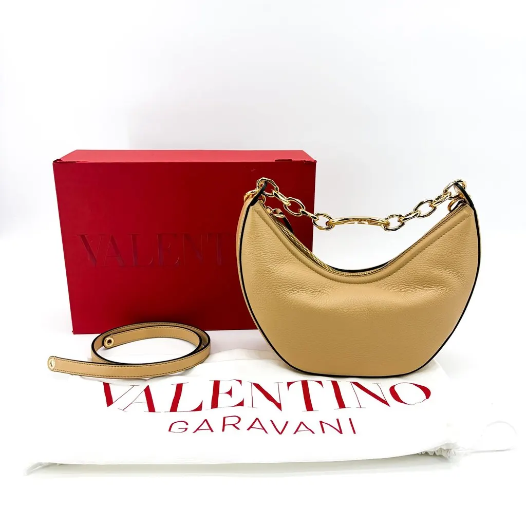 Valentino Garavani Small V-Logo Moon Back Beige Beige Leather Very good - Back View
