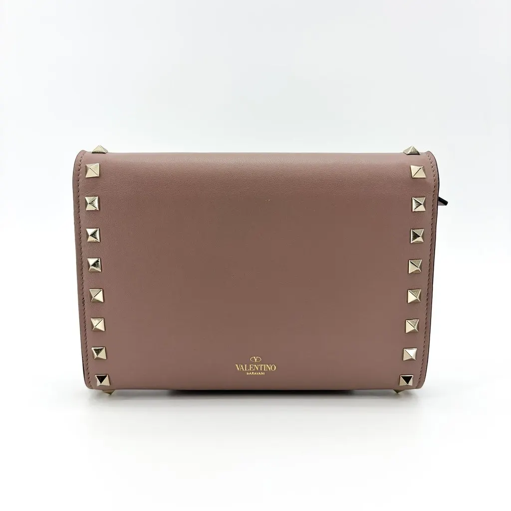 Valentino Garavani Rockstud Small Crossbody Bag Poodre Beige Leather Good - Inside View