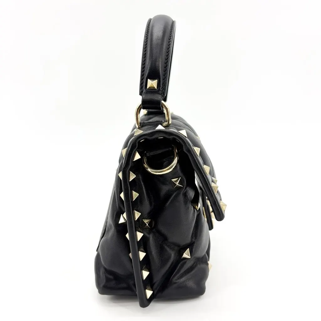 Valentino Garavani Rockstud Spike Small Top Handle Bag Black Black Leather Good - Box View