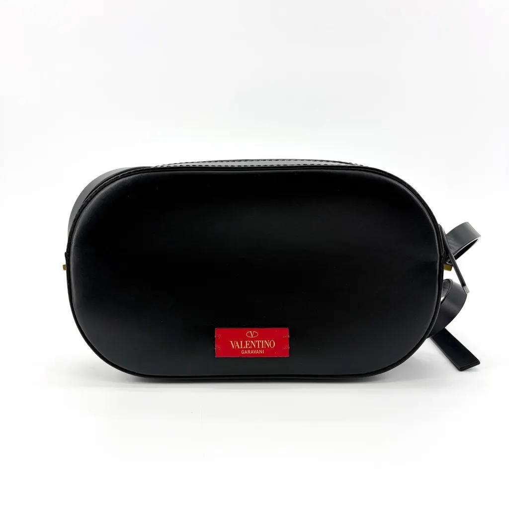 Valentino Garavani V-Logo Signature Oval Leather Shoulder Bag Black Black Leather Very good - Inside View