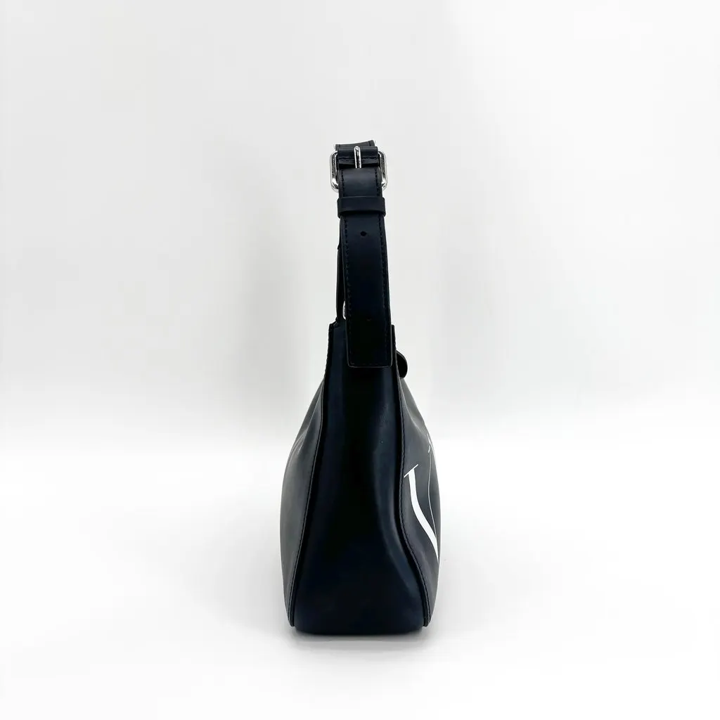 Valentino Garavani VLTN Leather Hobo Bag Black Black Leather Good - Inside View