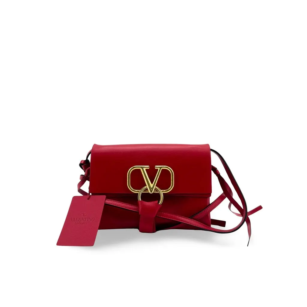 Valentino Garavani Small VSLING Shoulder Bag Red Red Leather Very good - Front View