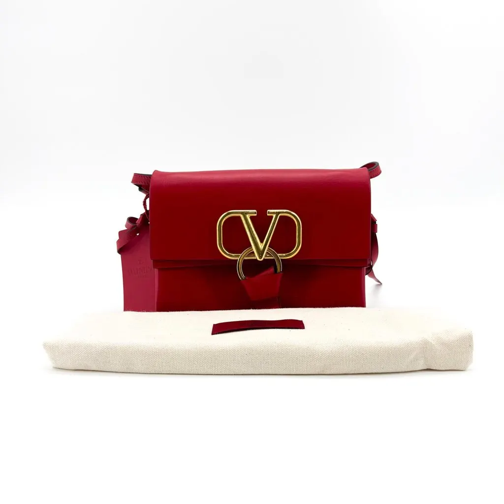 Valentino Garavani Small VSLING Shoulder Bag Red Red Leather Very good - Back View