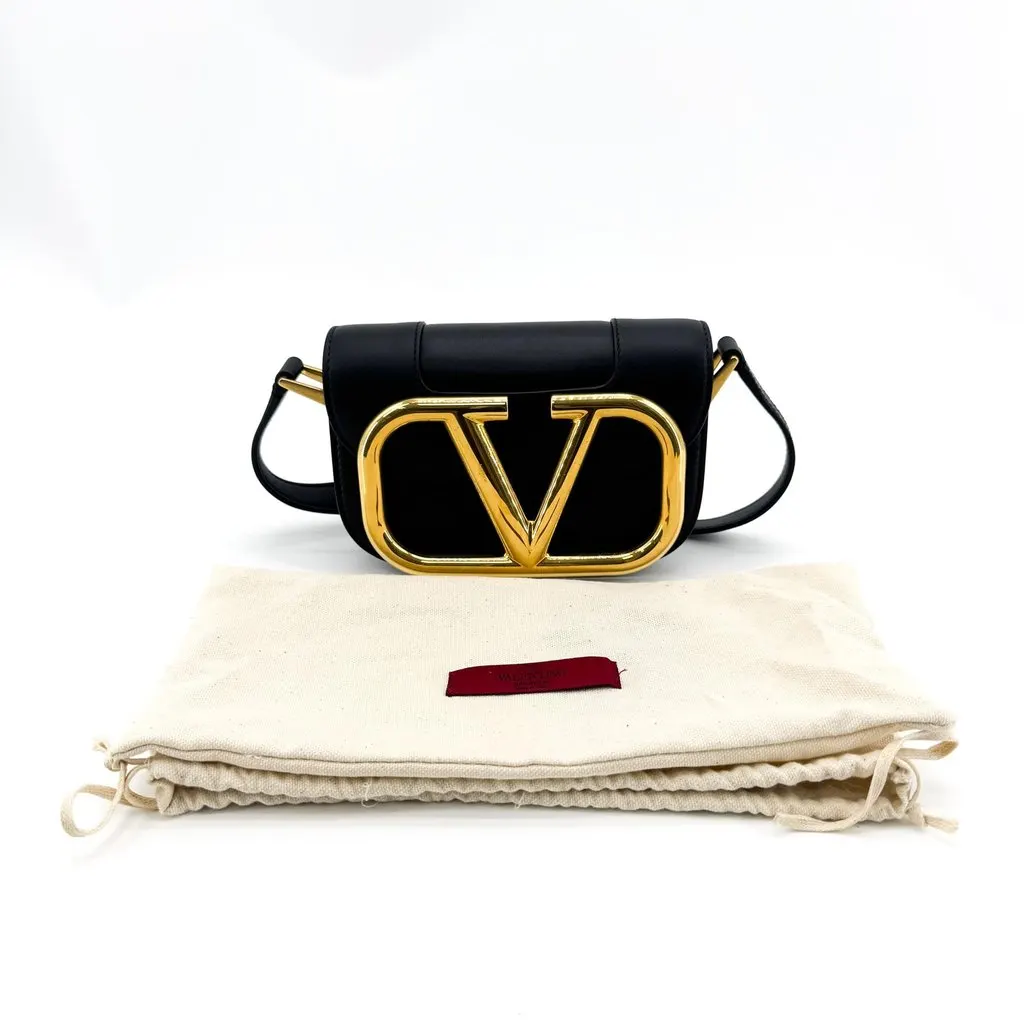 Valentino Garavani Small Loco Shoulder Bag Black Black Leather Very good - Back View