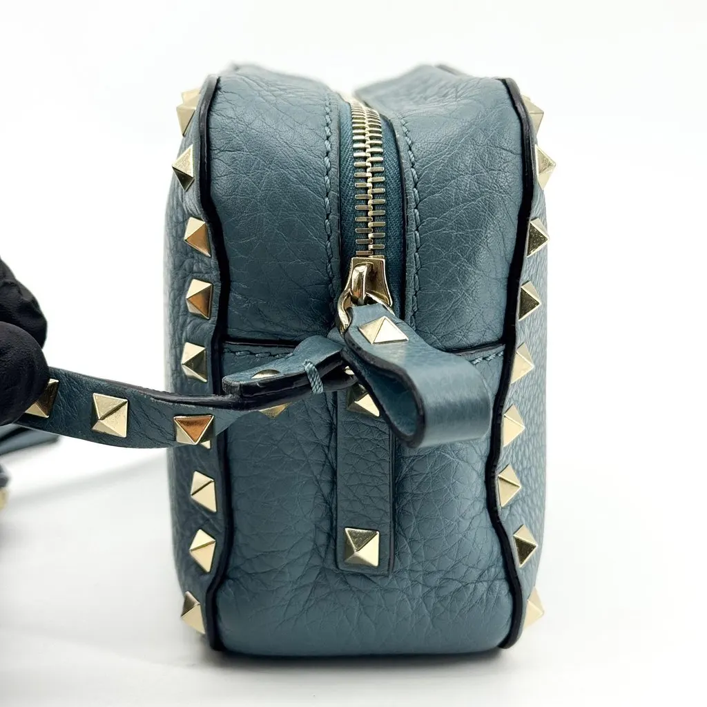 Valentino Garavani Rockstud Small Leather Camera Bag Teal Blue Blue Leather Very good - Inside View