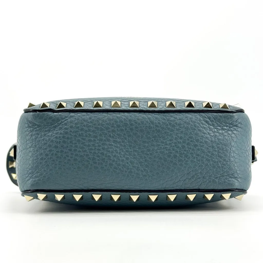 Valentino Garavani Rockstud Small Leather Camera Bag Teal Blue Blue Leather Very good - Box View